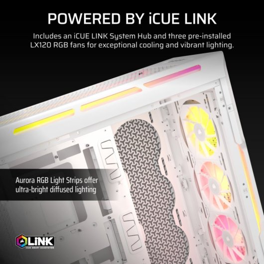 Corsair iCUE LINK 5000T LX RGB Mid Tower EATX Cristal Templado USB-C Blanca