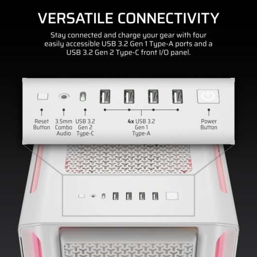 Corsair iCUE LINK 5000T LX RGB Mid Tower EATX Cristal Templado USB-C Blanca