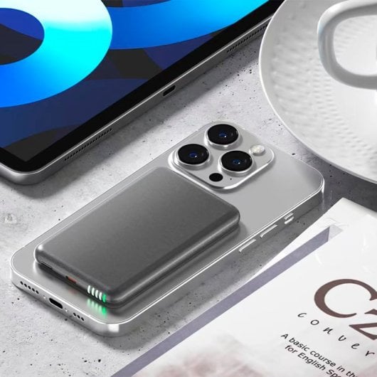Coole universelle magnetische externe Batterie Power Bank Qi 5000 mAh Schwarz