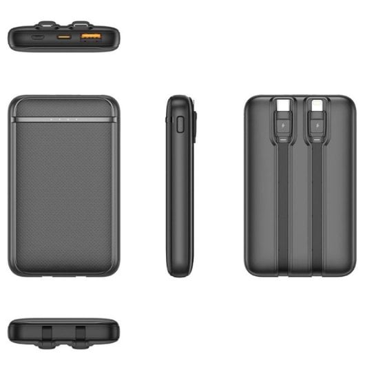 Cool Bateria Externa Power Bank 5000mAh com Cabos USB-C / Lightning Preta