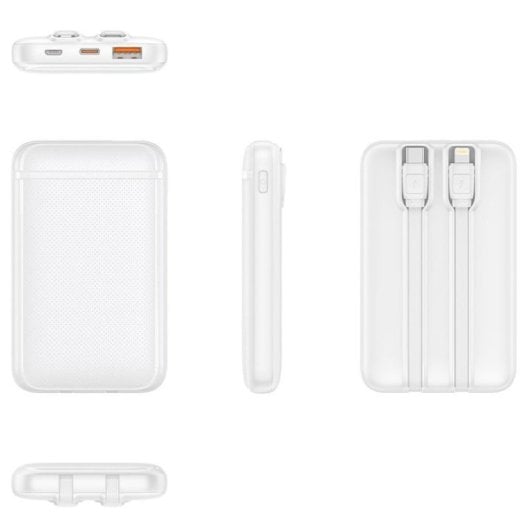 Cool Bateria Externa Power Bank 5000mAh com Cabos USB-C / Lightning Branca