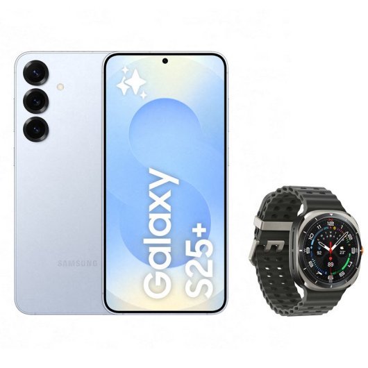 Samsung Galaxy S25 Plus Smartphone con IA 512GB Batería 4.900mAh Azul + Galaxy Watch Ultra LTE 47mm
