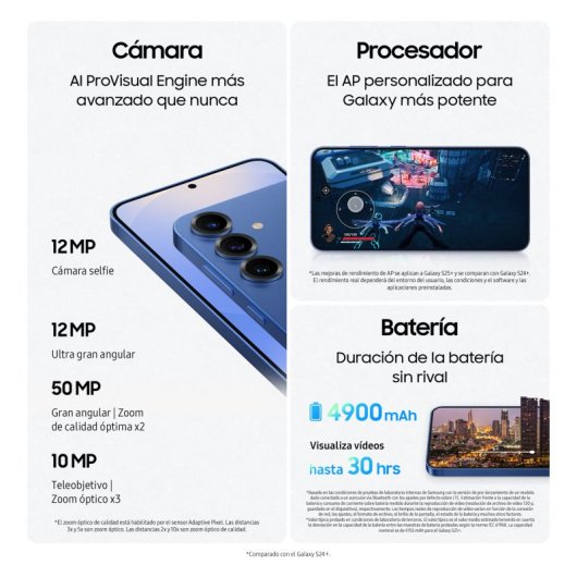 Samsung Galaxy S25 Plus Smartphone con IA 512GB Batería 4.900mAh Azul + Galaxy Buds3 Pro