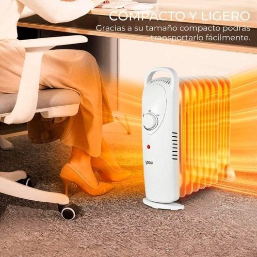 Yoevu Mini Radiador de Aceite 1000W con 9 Elementos y Protección Contra Sobrecalentamiento Blanco