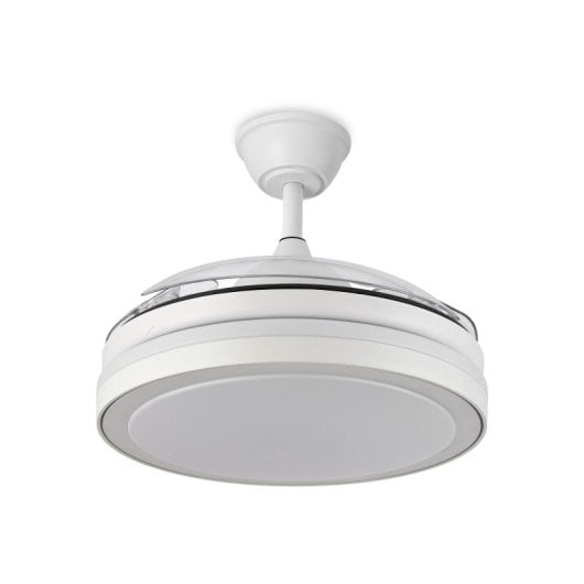 Yoevu Espartan Ventilador de Techo con Luz LED y Aspas Retractiles 107cm Blanco