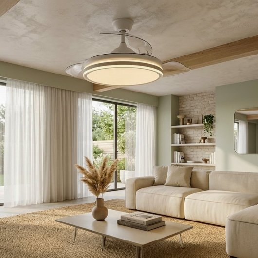 Yoevu Eos Plus Ventilador de Techo con Luz LED 7200lm y Aspas Retráctiles 180cm 72W Blanco