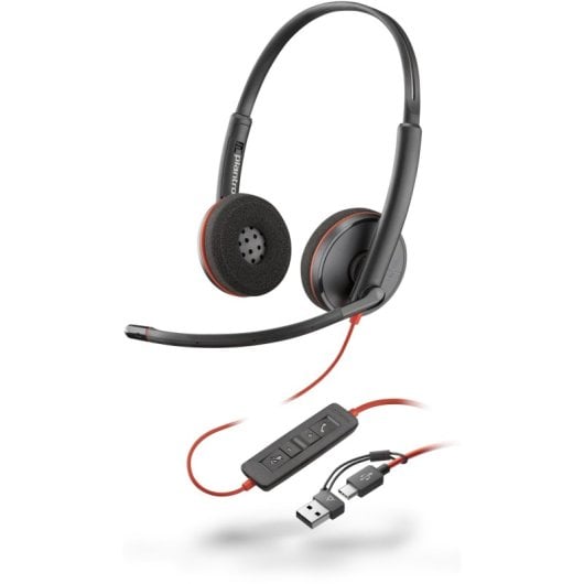 Casque stéréo USB-C Poly Blackwire 3220 + adaptateur USB-C/A (93S87AA)
