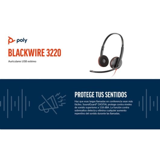 Casque stéréo USB-C Poly Blackwire 3220 + adaptateur USB-C/A (93S87AA)