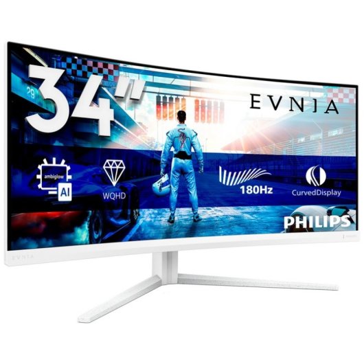 Philips Evnia 34M2C5501A/00 34" LED Fast VA QHD 180Hz com Altifalantes, Altura Ajustável e FreeSync Curvo