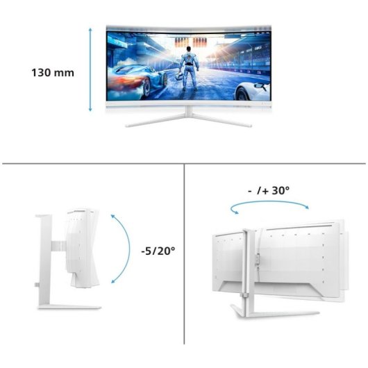 Philips Evnia 34M2C5501A/00 34" LED Fast VA QHD 180Hz com Altifalantes, Altura Ajustável e FreeSync Curvo