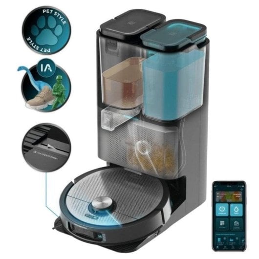 Aspirador Robô com Mopa Cecotec Conga 20090 ProAI InfinitySoap Cut&Spa Com Esvaziamento Automatico Navegação Laser IA 8.000 Pa Com IA Com Camara Com Braco