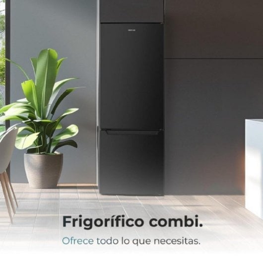 Frigorífico Cecotec Bolero CoolMarket Combi 205 DF Black E 205L LED Fast Cooling Puerta Reversible Negro