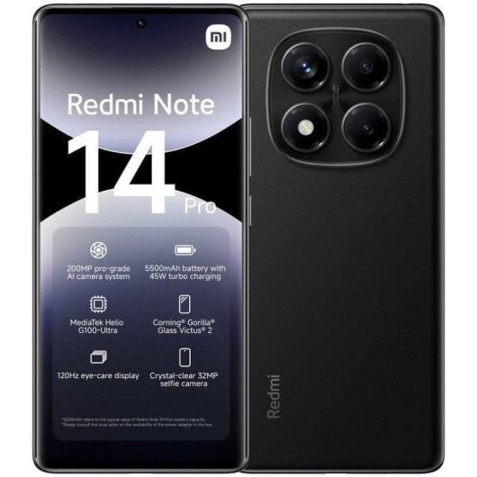 Xiaomi REDMI Note 14 Pro 4G 8GB 256GB 6.67" Negro Medianoche