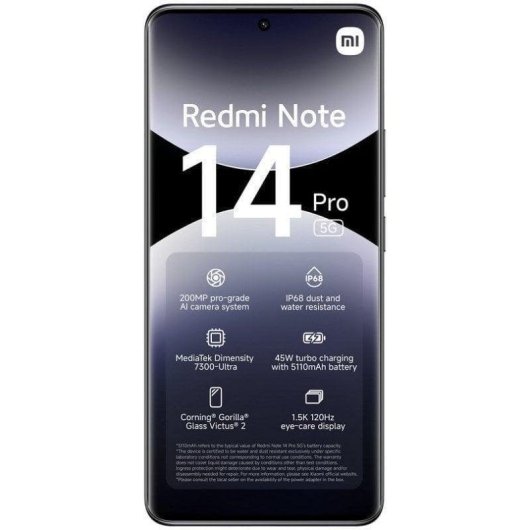 Xiaomi REDMI Note 14 Pro 5G 8GB 256GB 6.67" Negro Medianoche