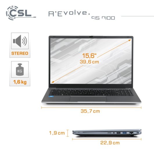 CSL Notebook R'evolve C15 V4 Intel N100 / 8GB / 500GB SSD / Windows 11 Home (DE)