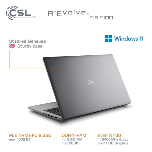 CSL Notebook R'evolve C15 V4 Intel N100 / 8GB / 500GB SSD / Windows 11 Home (DE)