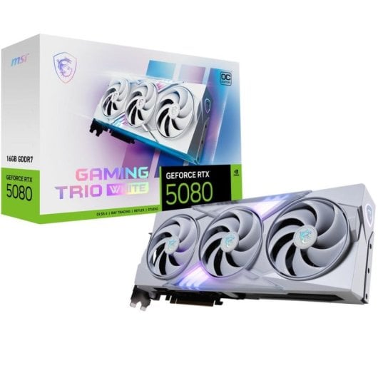 Carte Graphique MSI GeForce RTX 5080 GAMING TRIO OC WHITE 16GB GDDR7 Reflex 2 RTX AI DLSS4