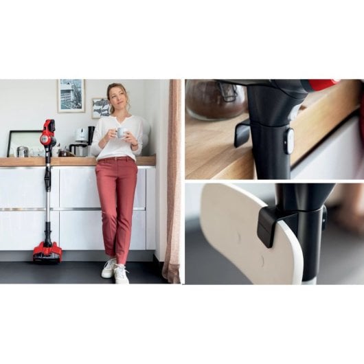 Bosch bcs711pet elektrischer Besenstaubsauger, trocken, beutellos, Akku, 0,3 l, schwarz, rot, 3 Ah