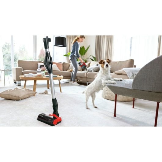 Bosch bcs711pet elektrischer Besenstaubsauger, trocken, beutellos, Akku, 0,3 l, schwarz, rot, 3 Ah