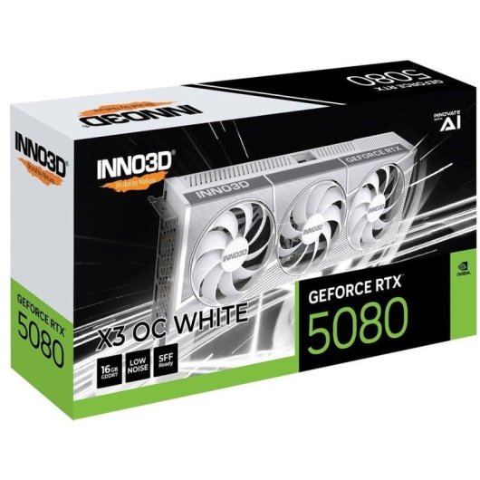 Carte graphique Inno3D GeForce RTX 5080 X3 OC 16 Go GDDR7 Reflex 2 DLSS4 RTX IA finition blanche