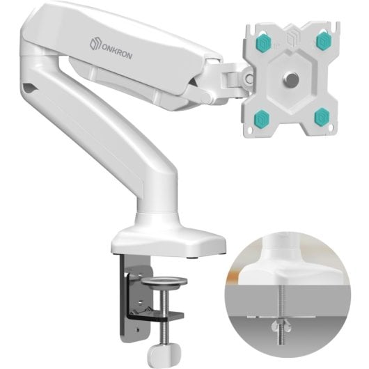 Onkron Soporte Monitor Escritorio Pantalla de 13/32" Hasta 8 Kg Vesa 75x75/100x100 Blanco