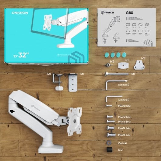 Onkron Soporte Monitor Escritorio Pantalla de 13/32" Hasta 8 Kg Vesa 75x75/100x100 Blanco