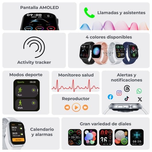 Ksix Smartwach Urban Move Pantalla AMOLED 2,06 Modo Deporte y Salud  IP67 Negro