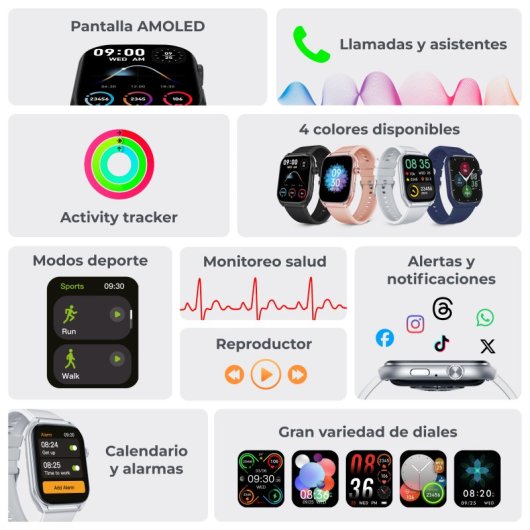 Ksix Urban Move Smartwatch Amoled 2.06" Vivavoce IP67 Bianco