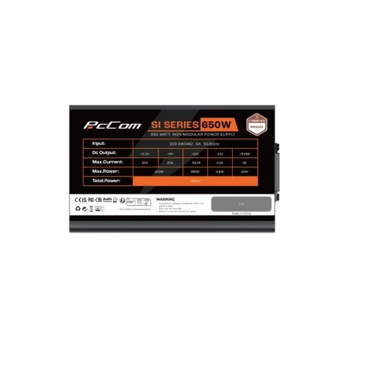 PcCom SI 650W Cybenetics Bronze ATX 3.1 Fuente de Alimentación Negra Reacondicionado