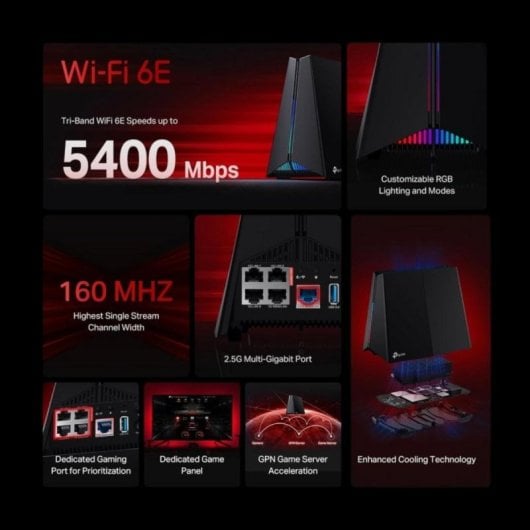 Router TP-Link Archer GXE75 Tri-Band WiFi 6E 5,4 Gbps 2.5G EasyMesh Gaming RGB