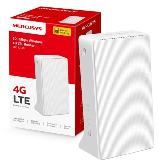 Routeur Mercusys Mb112-4g N300 Wifi mono-bande 4 4g Lte 10/100mbps