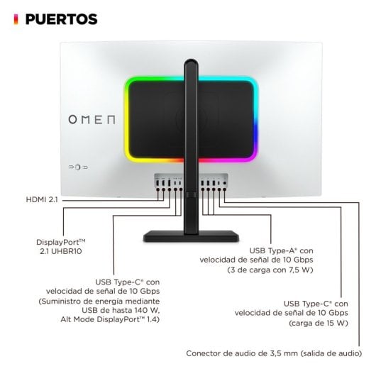 HP OMEN Transcend 31,5" QD-OLED UltraHD 4K 240Hz 0,03ms USB-C 140W FreeSync Premium Pro Bianco