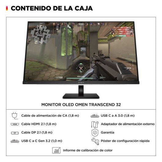 HP OMEN Transcend 31,5" QD-OLED UltraHD 4K 240Hz 0,03ms USB-C 140W FreeSync Premium Pro Bianco