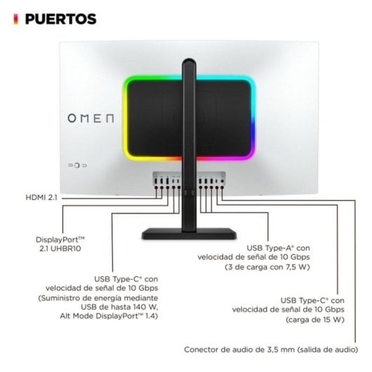 Monitor HP OMEN Transcend 32 31.5" UltraHD 4K 240Hz QD-OLED 0,03ms USB-C FreeSync G-SYNC Weiß