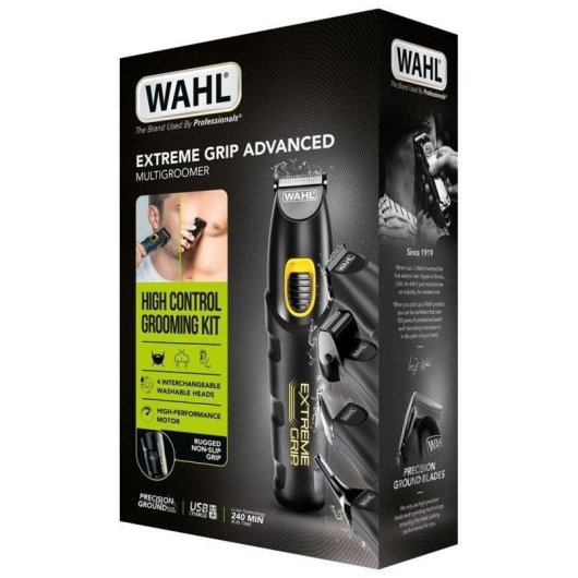 Multigroomer Wahl Extreme Grip Advanced Kabellos 240min 4 Aufsätze Schnellladung