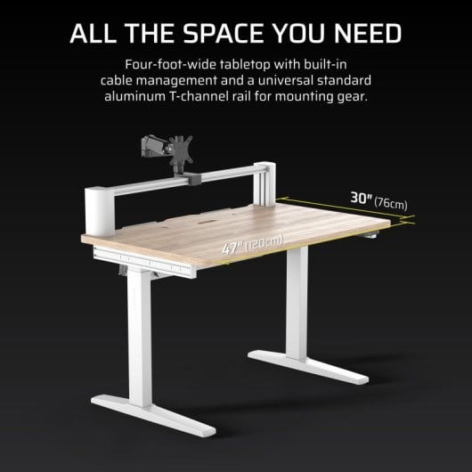 Bureau de jeu Corsair Platform:4 Elevate réglable en hauteur avec bras d'écran modulaire, blanc