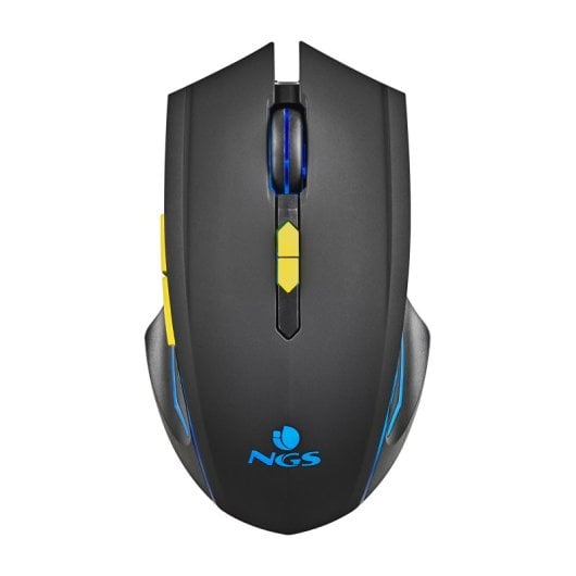 NGS GMX-200 Ratón Inalámbrico Gaming con Luces LED Arcoiris Ultraligero 3200 DPI Negro