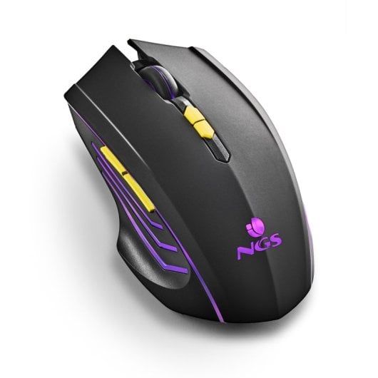 NGS GMX-200 Ratón Inalámbrico Gaming con Luces LED Arcoiris Ultraligero 3200 DPI Negro