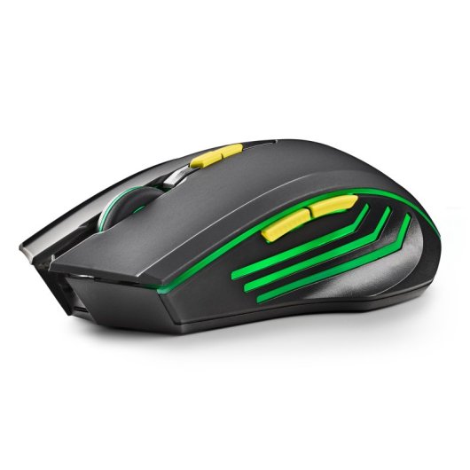 NGS GMX-200 Ratón Inalámbrico Gaming con Luces LED Arcoiris Ultraligero 3200 DPI Negro
