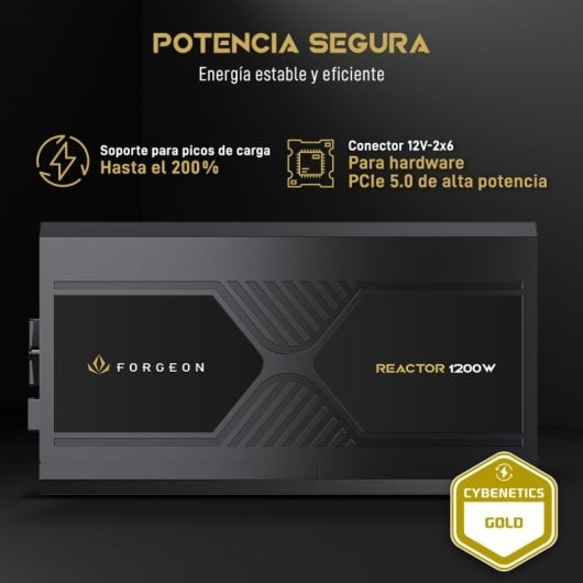 Alimentation Forgeon Reactor 1200 W Cybenetics Gold ATX 3.1 PCIe 5.1 entièrement modulaire, noire