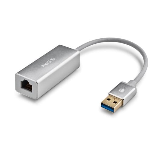 NGS Hacker 3.0 Conversor Adaptador de USB 3.0 a LAN RJ-45 1Gbps 15cm Gris