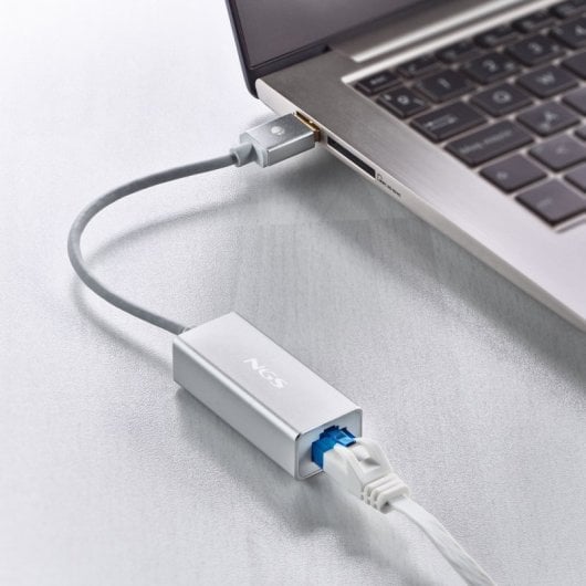 NGS Hacker 3.0 Conversor Adaptador de USB 3.0 a LAN RJ-45 1Gbps 15cm Gris