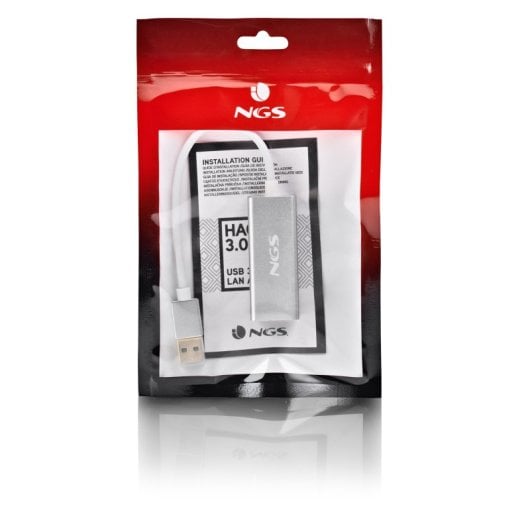 NGS Hacker 3.0 Conversor Adaptador de USB 3.0 a LAN RJ-45 1Gbps 15cm Gris