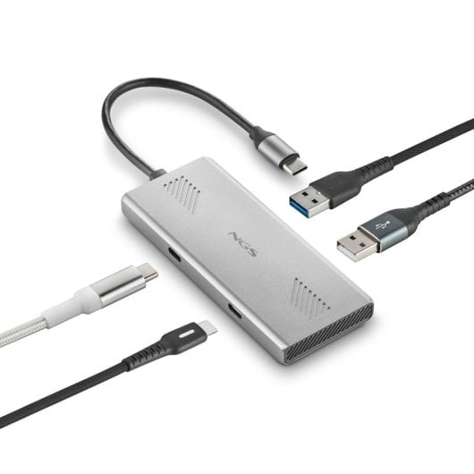 NGS WONDERDUO-C Adaptador Multipuerto USB-C 3.0 a 2x USB-C + 2x USB-A 5Gbps Aluminio