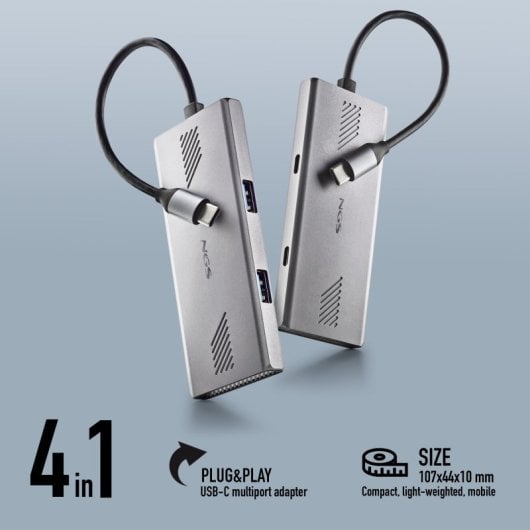 NGS WONDERDUO-C Adaptador Multipuerto USB-C 3.0 a 2x USB-C + 2x USB-A 5Gbps Aluminio