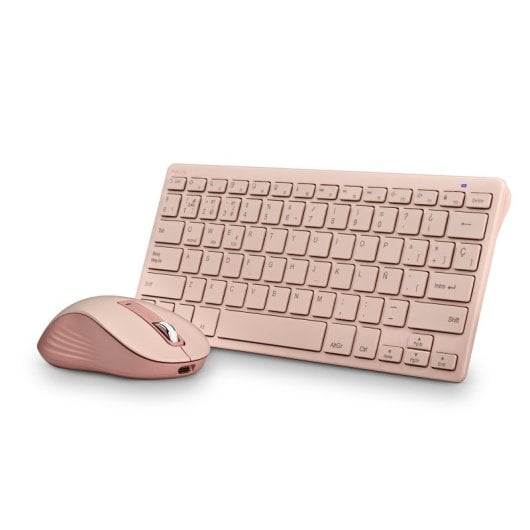 NGS Fantasy Kit Teclado + Ratón Multifunción Recargables y Silenciosos 12 Teclas Multimedia Rosa