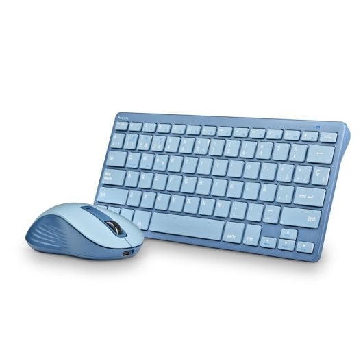 NGS Fantasy Kit Teclado + Ratón Multifunción Recargables y Silenciosos 12 Teclas Multimedia Azul