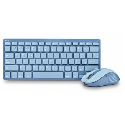 NGS Fantasy Kit Teclado + Ratón Multifunción Recargables y Silenciosos 12 Teclas Multimedia Azul