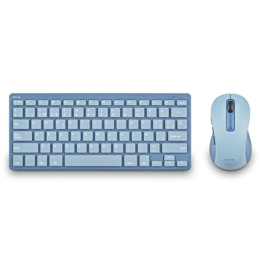 NGS Fantasy Kit Teclado + Ratón Multifunción Recargables y Silenciosos 12 Teclas Multimedia Azul