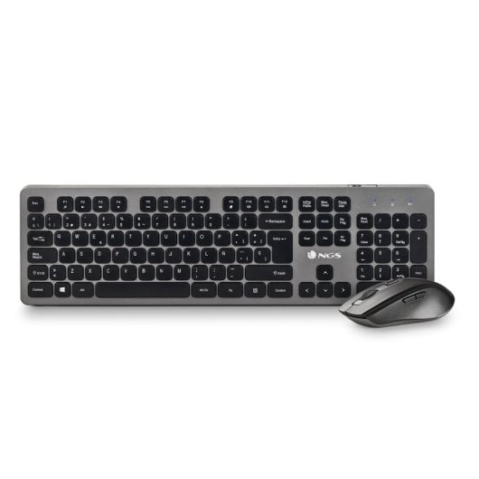 NGS Idol Kit Teclado + Ratón Inalámbricos 2.4GHz con 12 Teclas Multimedia Negro/Gris